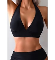 Angelsin Arkadan Bağlamalı Bikini Üstü (Çıkartılabilir Kaplı) (Siyah)