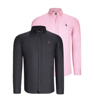 İKİLİ SET G725 DEWBERRY ERKEK GÖMLEK-SİYAH-PEMBE