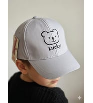 Kitti 1-4 Yaş Lucky Nakışlı Erkek Çocuk Kep Şapka (Gri)