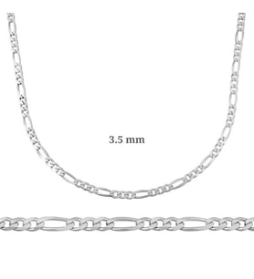 3.5 Mm Gümüş Figaro Zincir - 100 Mikron