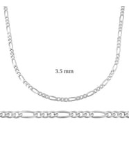 3.5 Mm Gümüş Figaro Zincir - 100 Mikron
