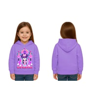 Unisex Baskılı Çocuk Swaetshirt Kapüşonlu 3 İplik Şardonlu Kuromi baskılı (Lila)