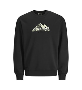 Jack & Jones 12262094 Jcomountain Logo Sweat Crew Neck Siyah