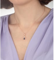 925 Ayar Gümüş Damla Safir Model Lotus Kolye