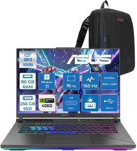 Asus Rog Strix G16 G614JVR 14. Nesil Intel I9-14900HX 80GB Ddr5 256GB SSD RTX4060/8GB 140W 16 Inç (1920 x 1200, Wuxga) 165Hz IPS WIN11PRO Gaming Bilgisayar WN3095P26+ZETTAÇANTA
