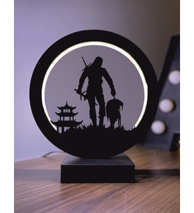 The Witcher Siluet Led Masa Lambası Ahşap