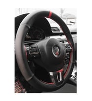 VW Golf 6 Uyumlu Dikmeli Direksiyon Kılıfı Noktalı Karbon Kırmızı Yüzüklü