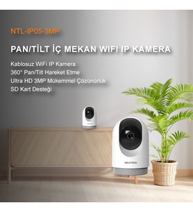 3 MEGAPİKSEL 360° PAN/TİLT İÇ MEKAN GECE GÖRÜŞLÜ WİFİ IP KAMERA