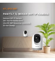3 MEGAPİKSEL 360° PAN/TİLT İÇ MEKAN GECE GÖRÜŞLÜ WİFİ IP KAMERA