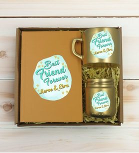 BK Gift Kişiye Özel İsimli DTF Best Friend Temalı Gold Defter & Kahve Fincanı & Mum Hediye Seti-2, Arkadaşa Hediye, Doğum Günü Hediyesi