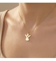 Kişiye Özel 925 Ayar Gümüş Şık Melek Figürlü Kolye (Gold)