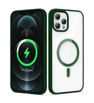Apple iPhone 12 Pro Max Uyumlu Kılıf M-safe Wireless Şarj Özellikli Silikon Zore Ege Kapak (Koyu Yeşil)