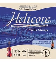 D'Addario H314 Helicore Tek Keman Sol (G) Teli (4/4)  Gümüş Sarım ile Zengin Alt Frekanslar Hassas Duyarlılık ve Dengeli Tonal Yapı