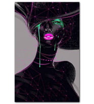 Cakatablo Siyahi Kadın ve Neon Makyajı  MDF Tablo