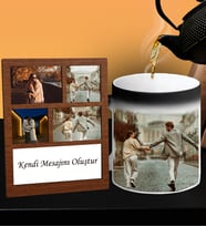 Kişiye Özel Baş Harf İsim Soyisim Sihirli Kupa 4 Fotoğraflı Ve Kendi Mesajını Oluştur Kolaj Ahşap Çerçeve Seti