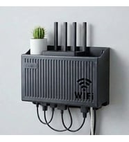 Duvar Tipi Wi-Fi Modem Saklama Kutusu(Siyah) – Kablo Düzenleyici Router Raf Organizer (5365)
