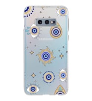 PrintiFy Samsung Galaxy S10e ile Uyumlu 1mm Slim Fit Nazar Boncuğu 5 Baskılı Şeffaf  Kılıf