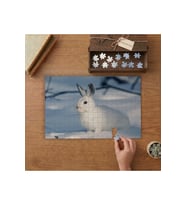 Karda Beyaz Tavşan Tasarımı 240 parça Ahşap Puzzle Ahşap Kutuda MP10118
