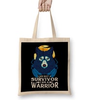 I Am Not A Survivor I Am A Warrior Fierce Wolf Bez Çanta Uzun Saplı