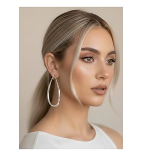 Damla Model Halka Silver Renk Çelik Küpe 6cm (Gümüş)