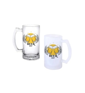 Ghostbastır Design Bira Günü Kulplu Bira Bardağı Buzlu veya Şeffaf Seçenekli 028