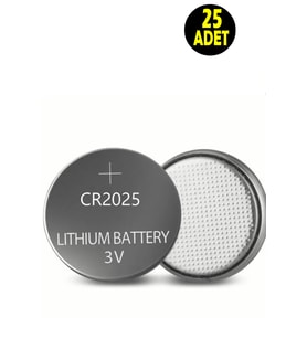25 ADET 3 Volt CR2025  Lityum Para Pil (DL2025 CR 2025 Bios-Kepenk-Kumanda Terazi Düğme Lithum Pili)