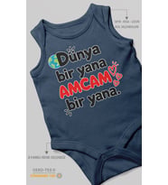 Dünya bir yana, amcam bir yana Sıfır Kollu Bebek Zıbını %100 Pamuk