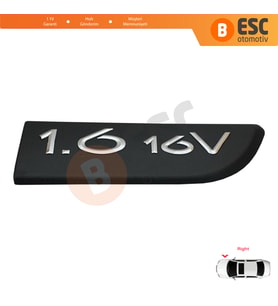 Renault Megane MK2 Scenic MK2 için Sağ Taraf Siyah 1.6 16V Monogram Amblemi Yazısı 8200209130