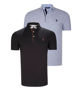 İKİLİ SET T8582 DEWBERRY ERKEK T-SHIRT-SİYAH-GRİ