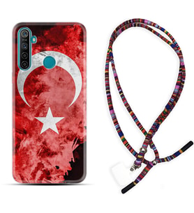 Realme 5i 5 Pro 6i 7 Pro 8 Kılıf Boyun Asklı Rasta Silikon Şanlı Türk Bayrağı 1315