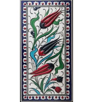 Armada Çini 10x20 Cm ED 216 Kobalt Üç lale El dekoru Çini Karo