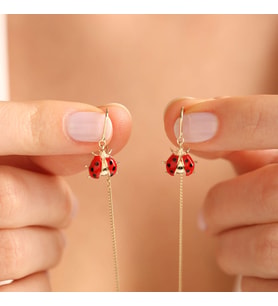 14 Ayar Altın Ladybug Küpe 