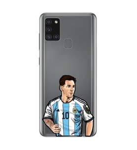 Samsung Galaxy A21S Uyumlu Lionel Messi Desenli Şeffaf Telefon Kılıfı