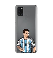 Samsung Galaxy A21S Uyumlu Lionel Messi Desenli Şeffaf Telefon Kılıfı