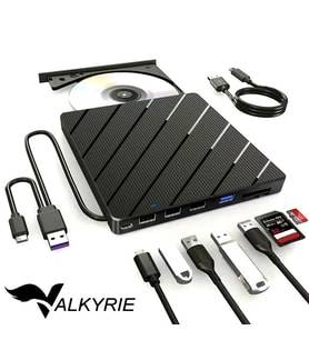 Valkyrie Harici CD DVD Okuma Yazma USB 3.0 Hub Çok Amaçlı External Drive TF SD Kart Okuyucu 8in1