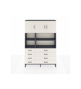 Arges Gardrop 8 Raflı 8 Çekmeceli 3 Kapaklı 132x30x195 Antrasit-Aytaşı