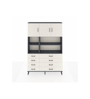 Arges Gardrop 8 Raflı 8 Çekmeceli 3 Kapaklı 132x30x195 Antrasit-Aytaşı