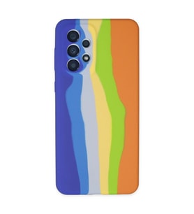 Samsung Galaxy A73 5g Kılıf Ebruli Lansman Silikon - Mavi-turuncu