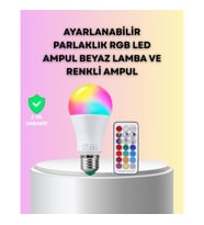 Mey İthalat® Kumanda Destekli Çok Renkli Akıllı LED Ampul