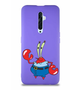 Oppo Reno 2Z Soft Premier Kapak Bay Yengeç Tasarımlı Silikon Kılıf - Mor (Şeffaf)