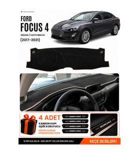 FORD FOCUS 4 (2017-2021) Uyumlu Torpido Örtüsü Torpido Kılıfı - Siyah Bej