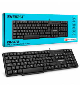 KABLOLU STANDART OFİS KLAVYE SİYAH Q KLAVYE KB-517U (5343)