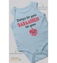 Dünya Bir Yana Babannem Bir Yana Baskılı Bebek Zıbını – Çıtçıtlı Body  %100 Pamuk Sıfır Kol (Bebek Mavisi)