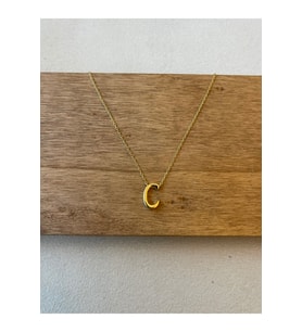 925 Ayar Gümüş Gold Renk N Harfi Kolye Harfli Kolye 45cm