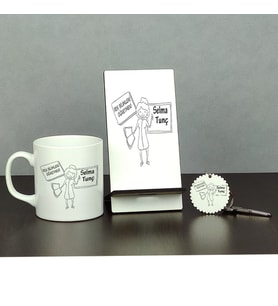 Fen Bilimleri Öğretmeni Üçlü Set (Kupa + Telefon Standı + Anahtarlık) 005