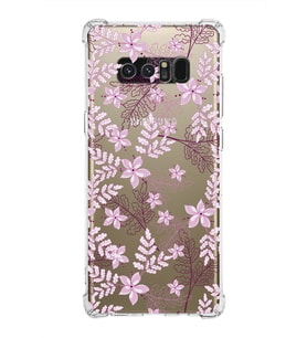 Samsung Galaxy Note8  Köşe Korumalı Antişok Kapak Floral Pudra Tasarımlı Şeffaf  Kılıf
