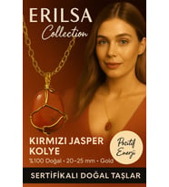 Sertifikalı Tel Sargılı Doğal Kırmızı Jasper Taşı Kolye – Altın Kaplama Enerji ve Güç Taşı (Çok Renkli)