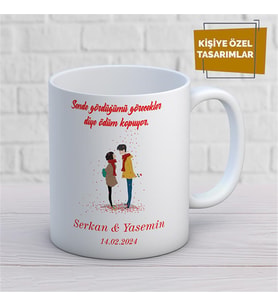 Kişiye Özel İsim Yazılabilir Sevgi Temalı Kupa Bardak