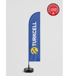 Turkcell Logolu Yelken Bayrak Set (No:2) - Raşel Kumaş 1. Kalite