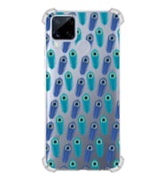 PrintiFy Oppo Realme C15 ile Uyumlu Nazar Boncuğu 4 Baskılı Kamera Korumalı Şeffaf Silikon Kılıf